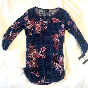 Blue with pink floral top!